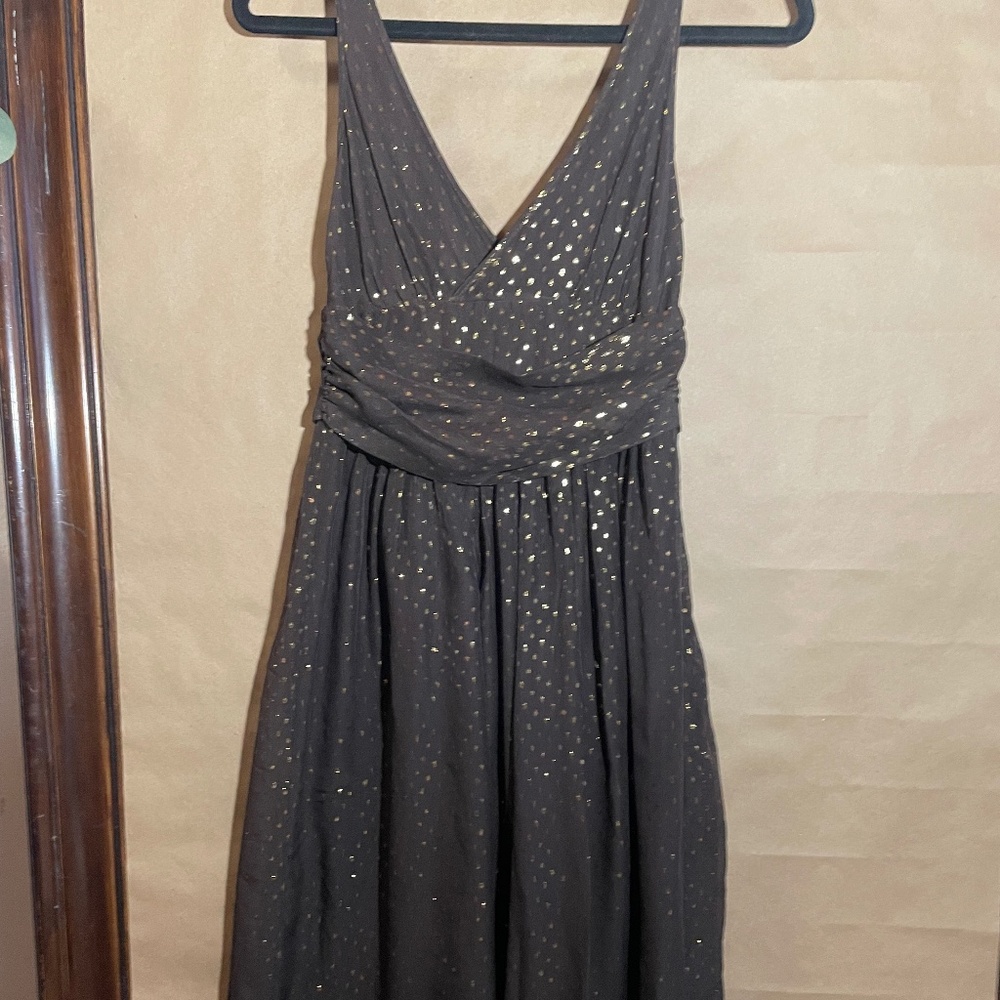 Dress size 2 J.Crew brown with gold metallic flow back